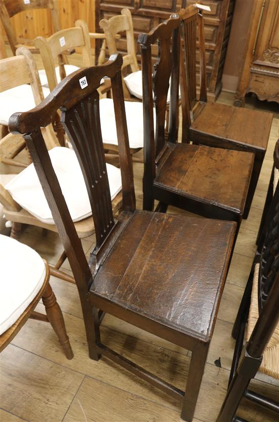 Three oak chairs